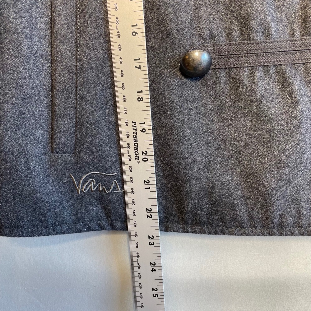 Vans Womens Double Breasted Peacoat Grey Wool Blend‎ Collared Wide Button Size M - Picture 7 of 10
